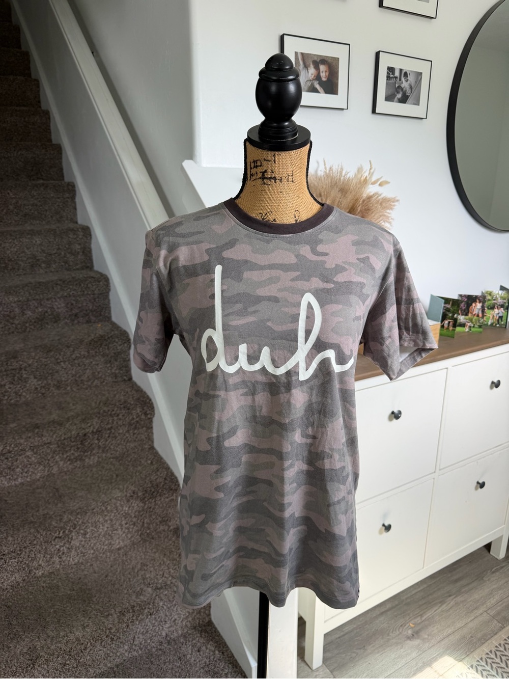 RAGS Adult Camo "Duh" Tee Gray Camouflage Size M